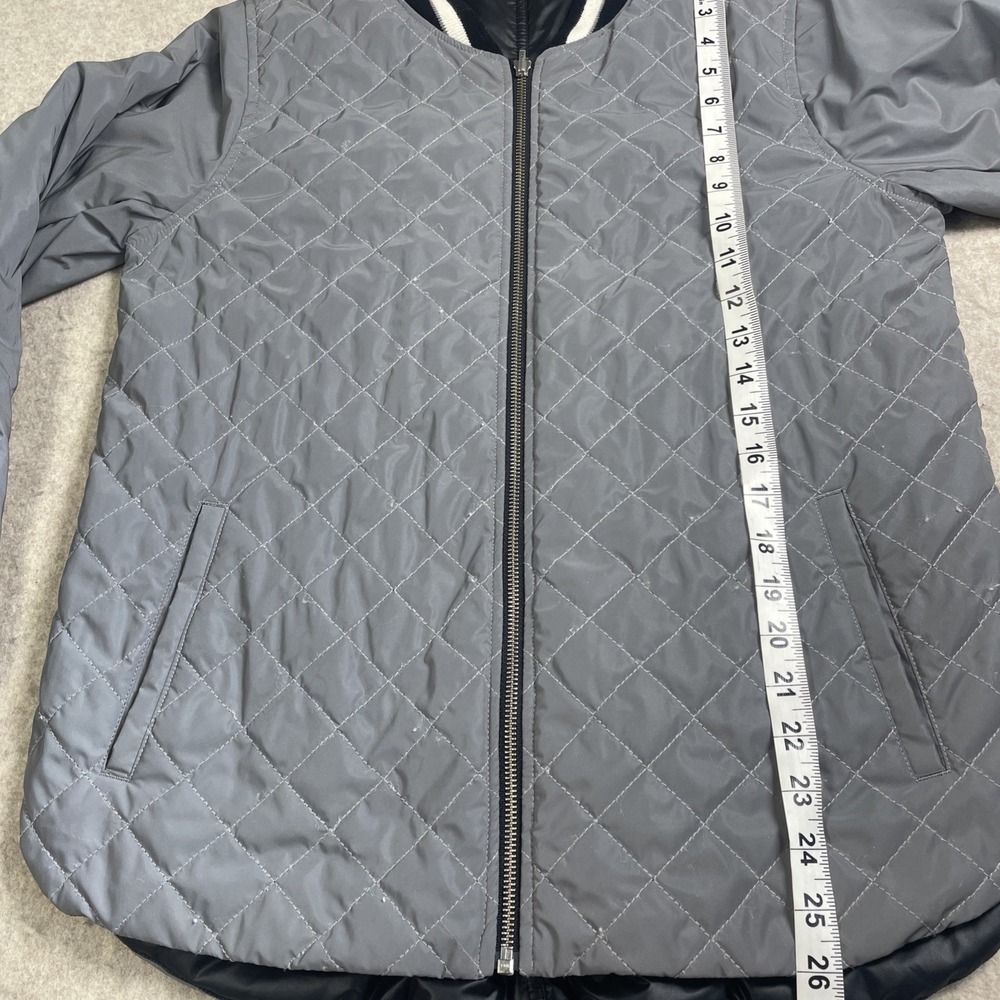 Athleta Reflective Black Silver Reversible Jacket Quilted Size Lg Athletic Track - Picture 13 of 16